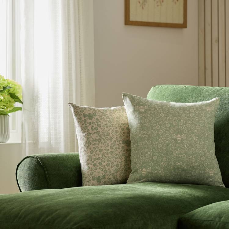 Argos Home Bee 2 Pack Cushion Cover - Sage - 43x43cm 0