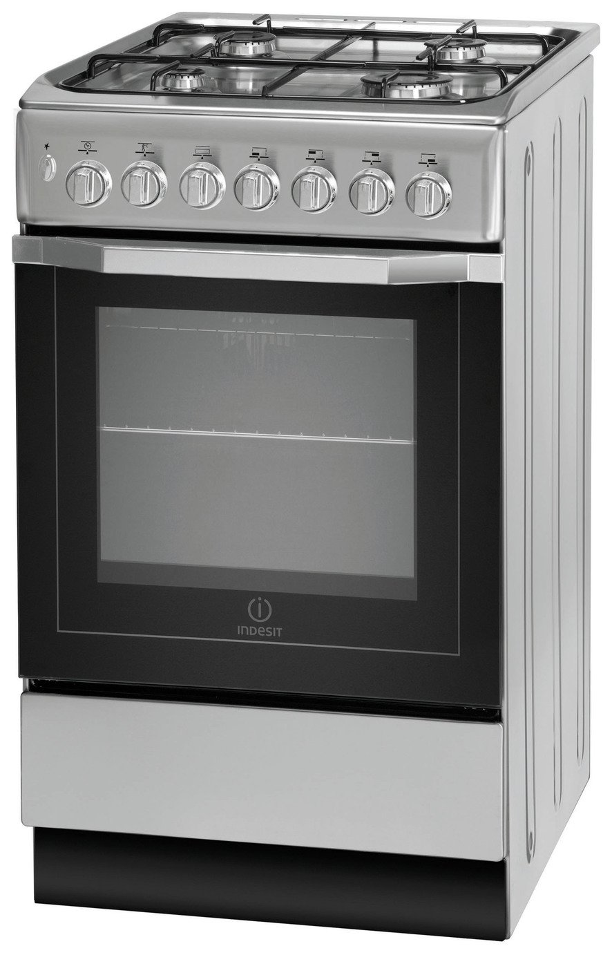 Indesit I5GSH1S Dual Fuel Cooker - Silver
