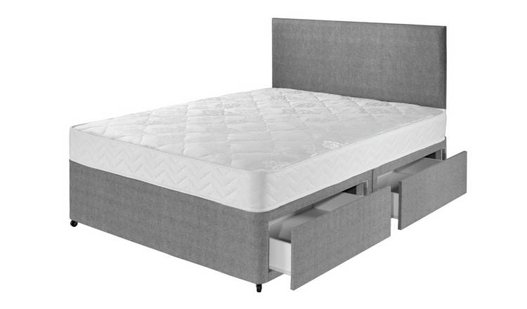 Buy Argos Home Elmdon Comfort 4 Drawer Double Divan Bed - Grey ...