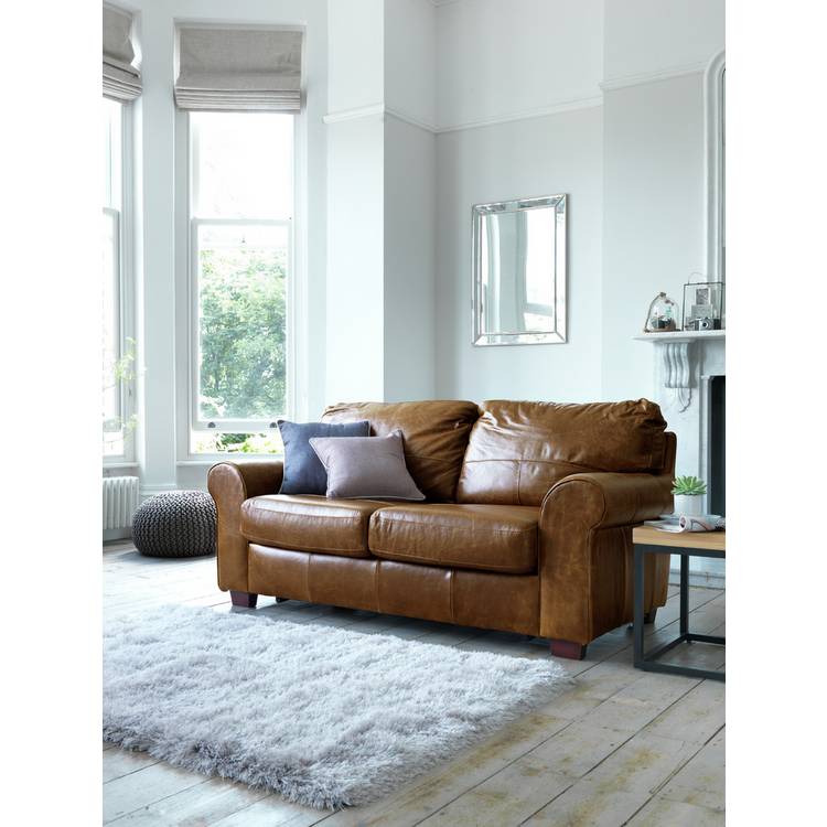 Argos Home Salisbury Leather 2 Seater Sofa Bed - Tan 0