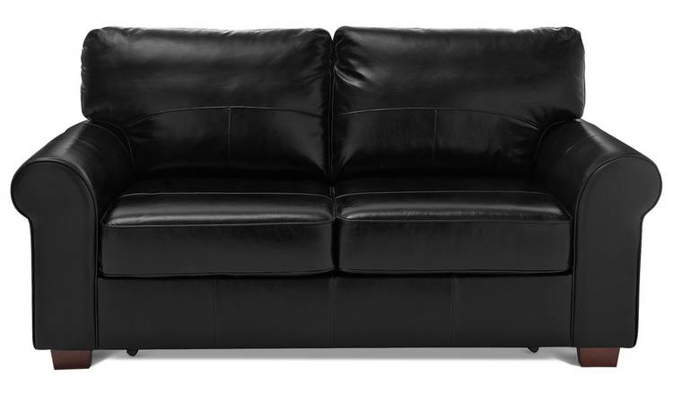 Habitat Salisbury 2 Seater Leather Sofa Bed - Black