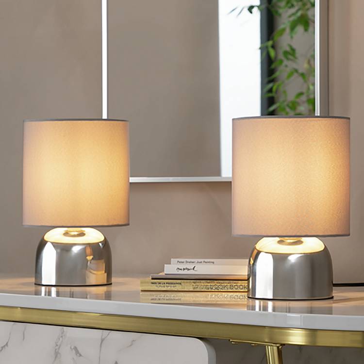 Argos Home Pair of Touch Table Lamps - Flint Grey and Chrome 0