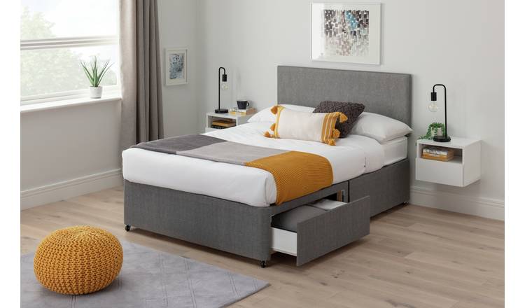 Buy Argos Home Elmdon Comfort 2 Drawer Small Double Divan - Grey ...