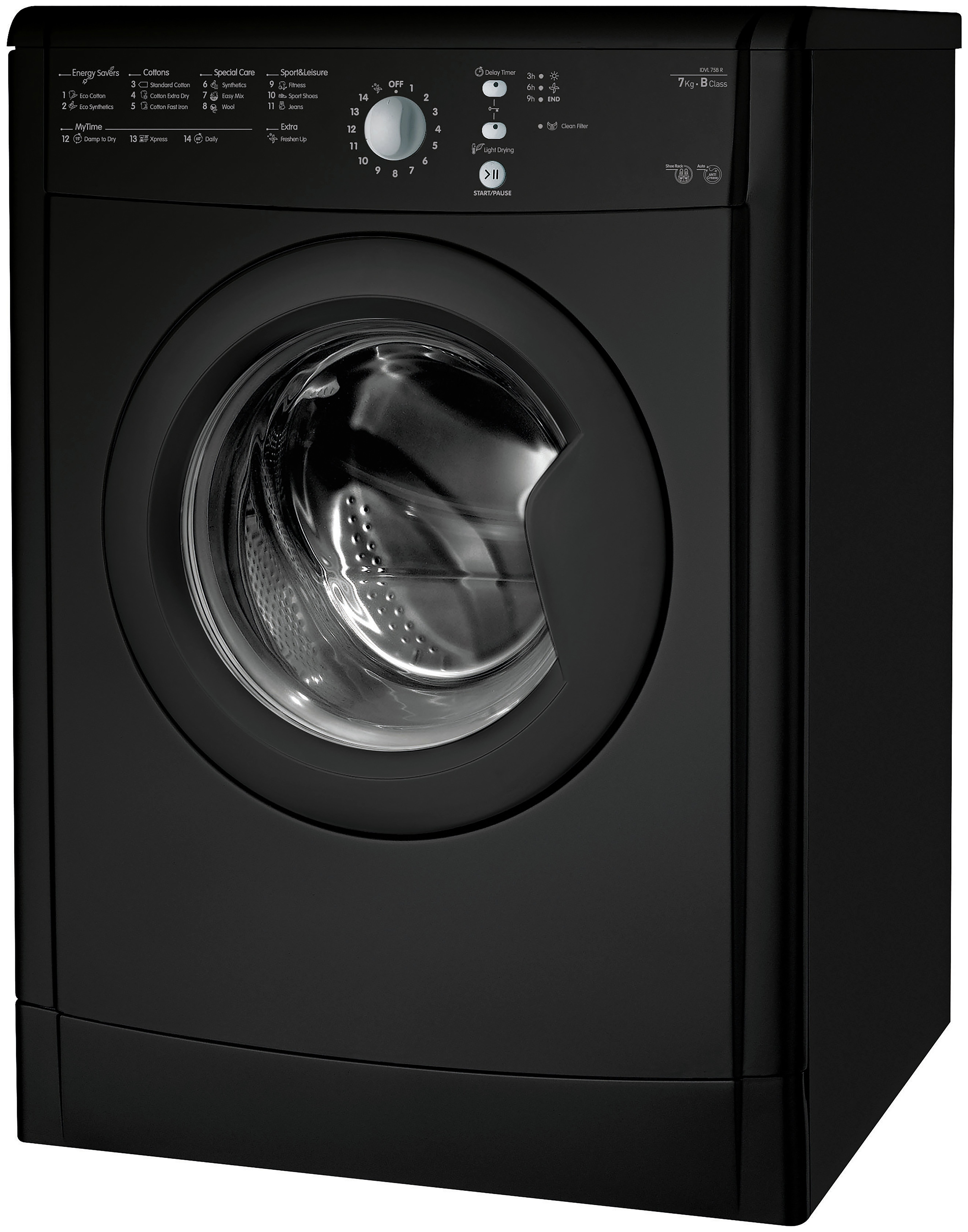 Indesit Ecotime IDVL 75 B R K F/Standing Tumble Dryer Black