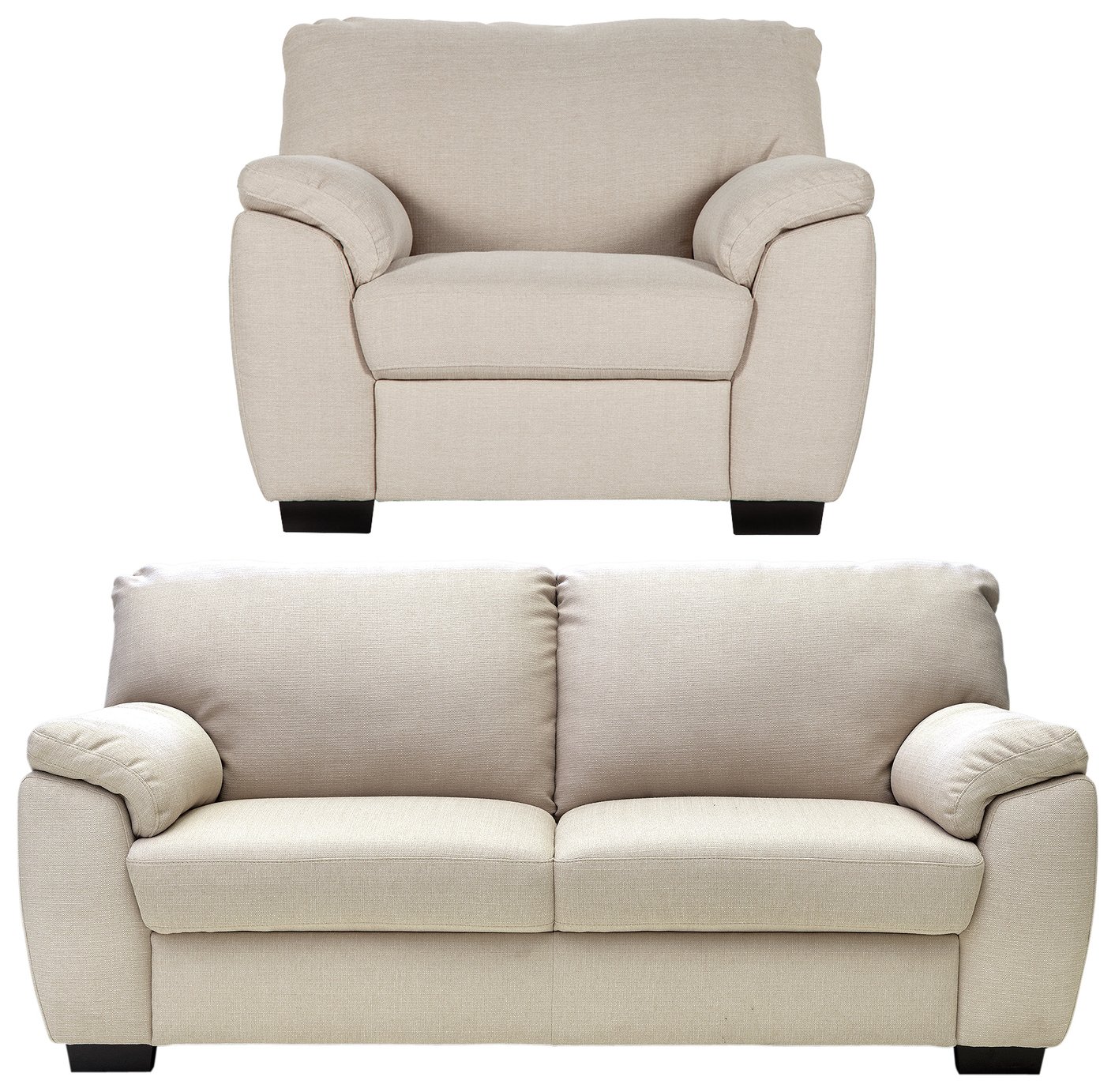 Argos Home Milano Fabric Chair and 3 Seater Sofa - Beige