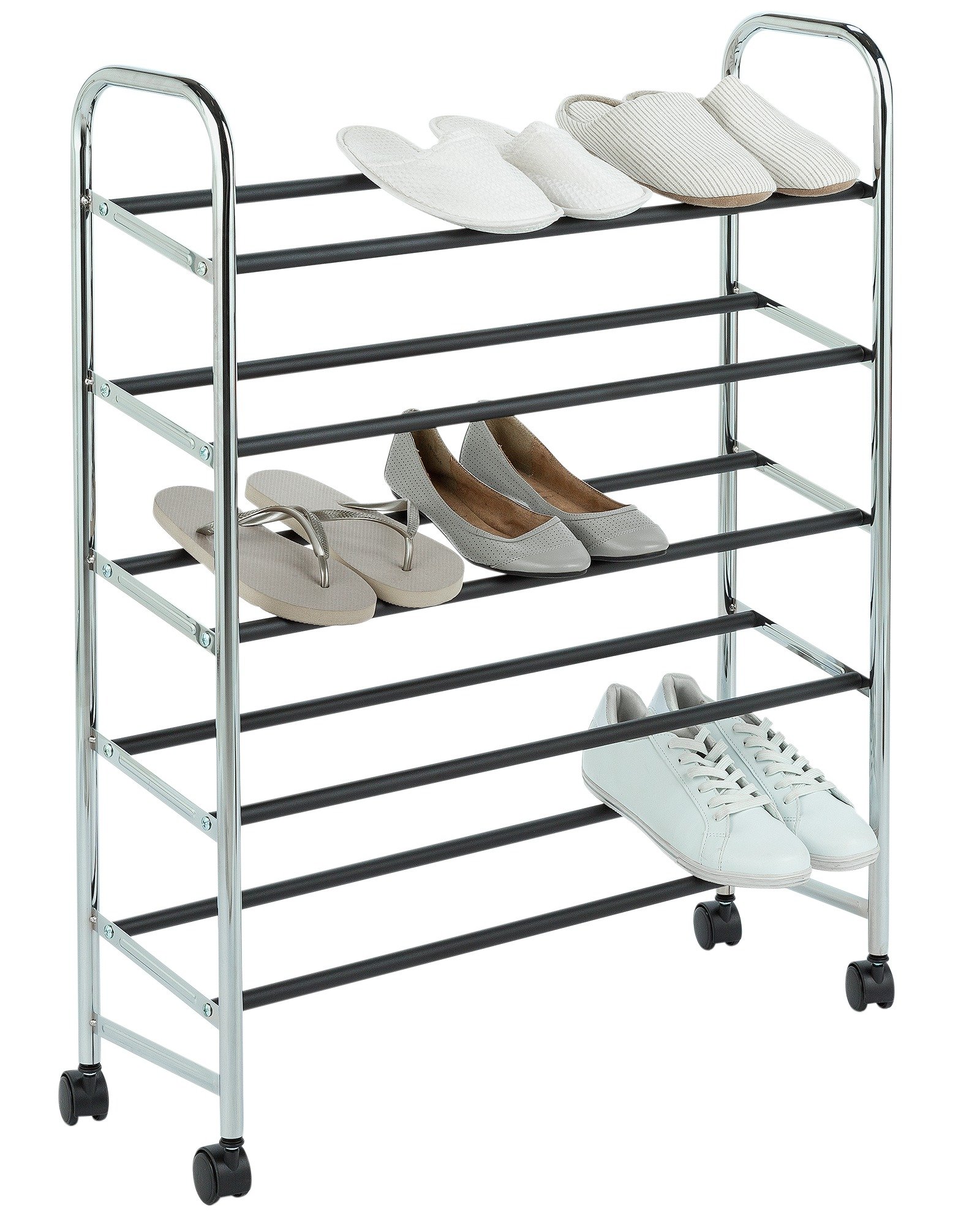 Argos Home 5 Shelf Rolling Shoe Storage Rack Chrome 4559447 Argos Price Tracker Pricehistory Co Uk