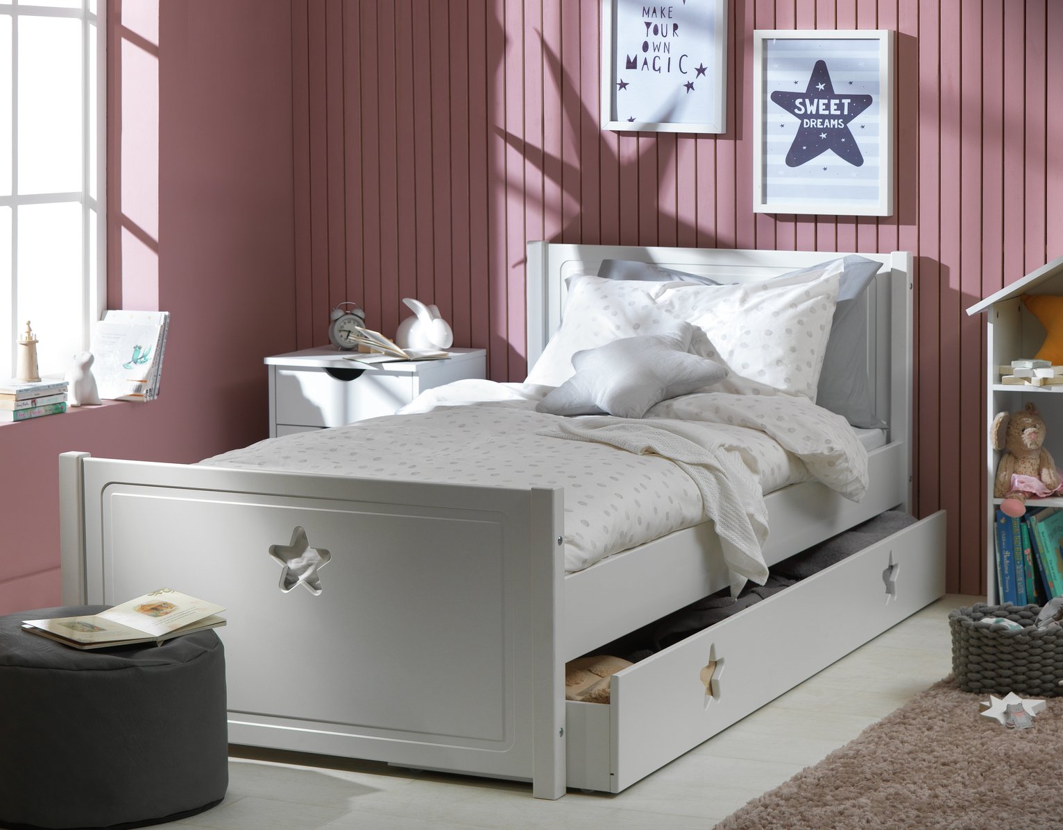 Argos Home Stars White Single Bed with Drawer (4559698) | Argos Price