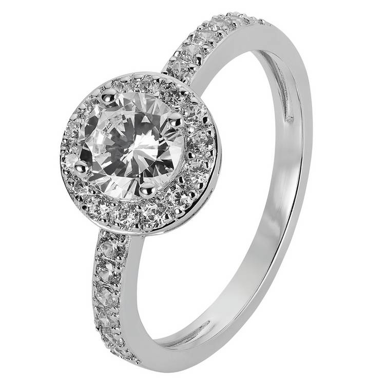 Revere Sterling Silver Cubic Zirconia Halo Ring - J 0