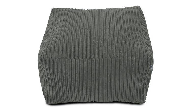 rucomfy Fabric Jumbo Cord Footstool Beanbag - Slate Grey