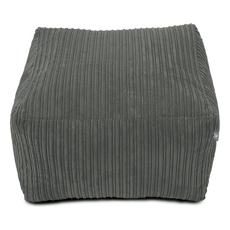 rucomfy Fabric Jumbo Cord Footstool Beanbag - Slate Grey 0