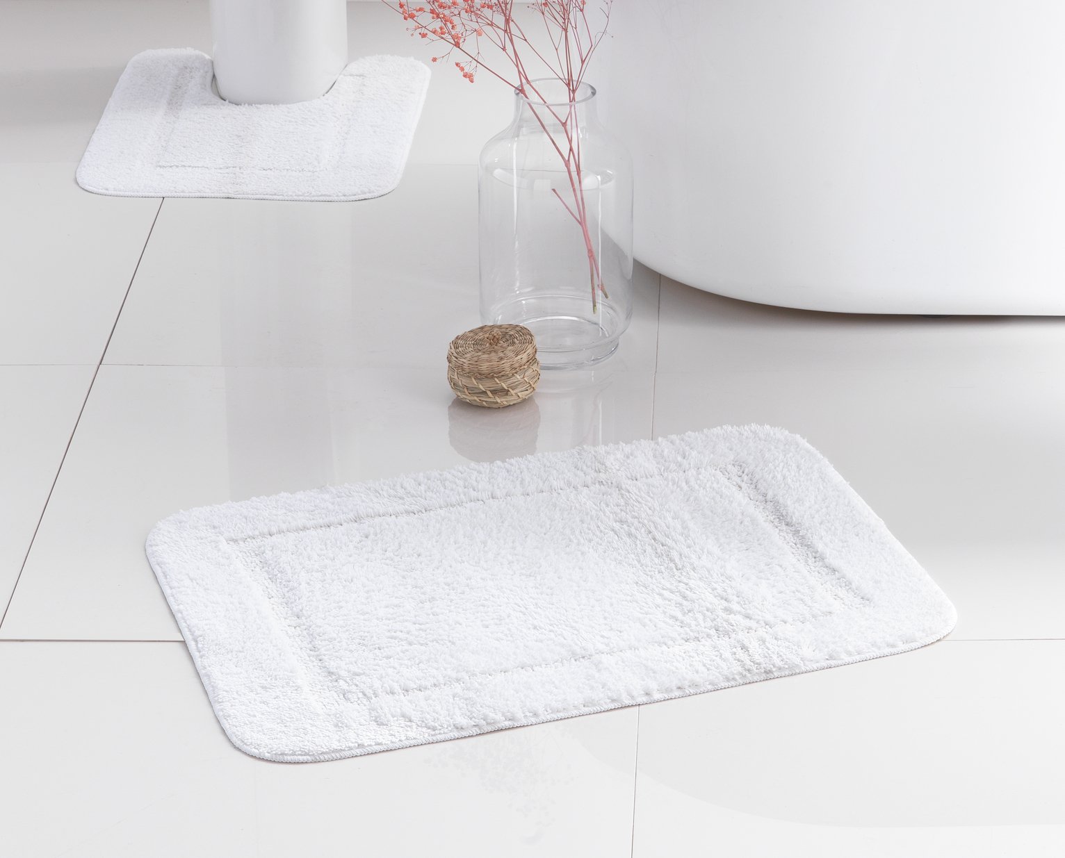 Buy Argos Home Tufted Bath & Pedestal Mat Set - Cream, Bath mats