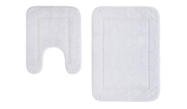 White bathroom shop mats