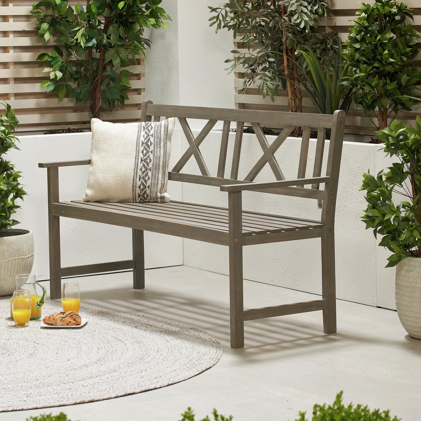 Pacific Cambridge 3 Seater Wooden Garden Bench - Grey