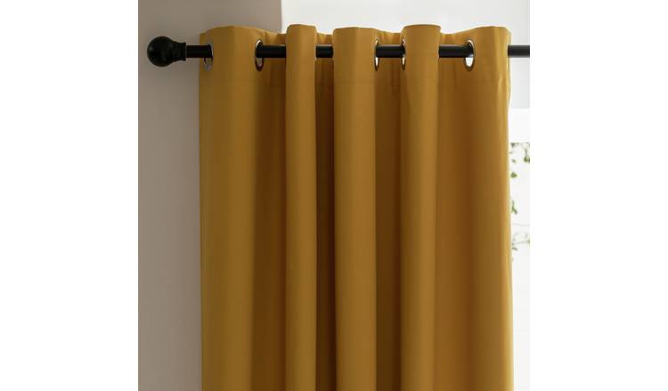 Habitat Plain Blackout Eyelet Curtain - Mustard - 220X137cm
