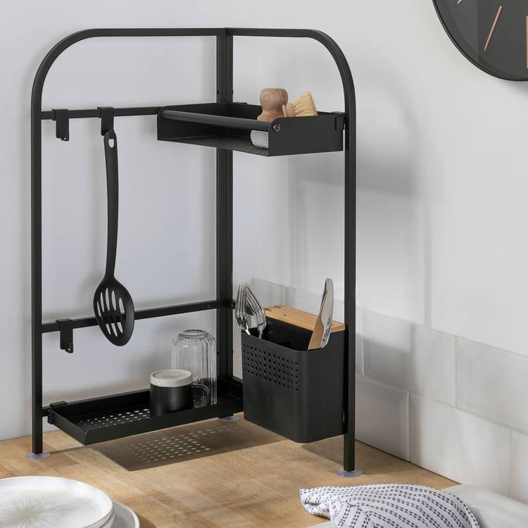 Argos Home 2 Tier Worktop Storage Corner Unit - Black 0