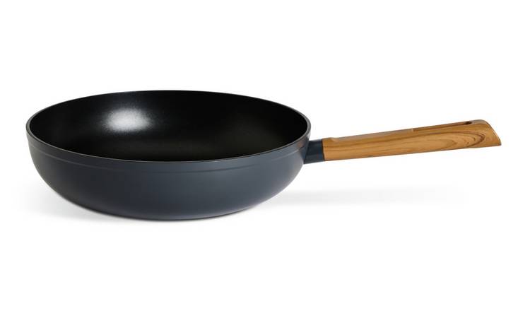 Habitat Wood Effect 28cm Non Stick Aluminium Wok