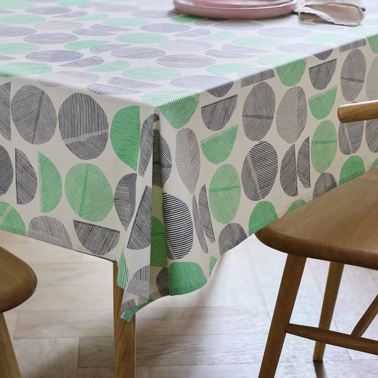 Habitat Linear Circles Cotton Wipe Clean Table Cloth - Grey 0