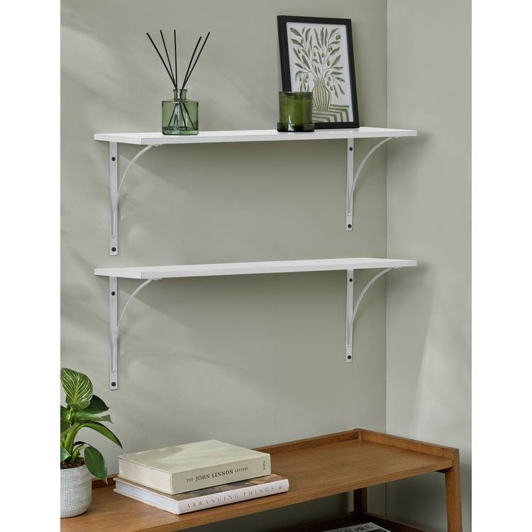 Habitat 60cm Set of 2 Bracket Shelves - White 0