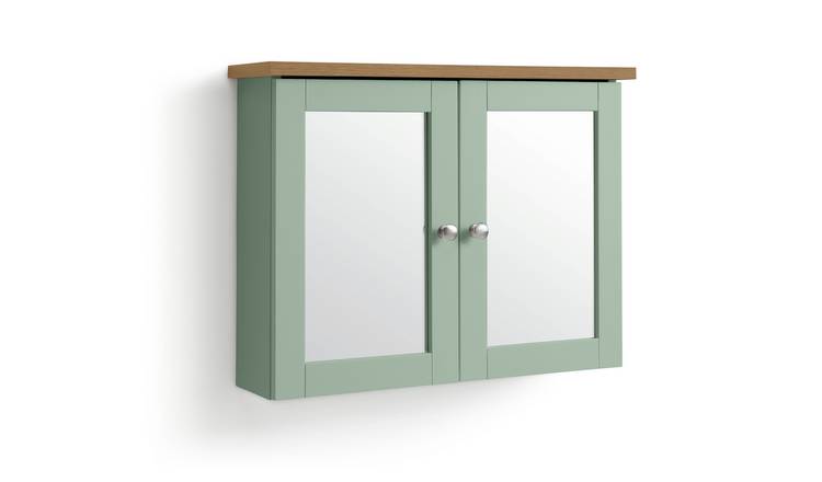 Argos Home Livingston Double Mirrored Wall Cabinet - Green