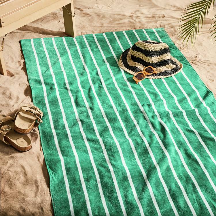 Habitat Green Skinny Stripe Beach Towel 0