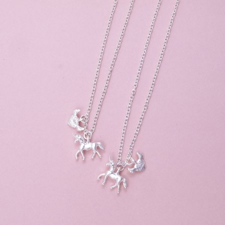 Emoji Unicorn Best Friends Pendant 16 Inch Necklace