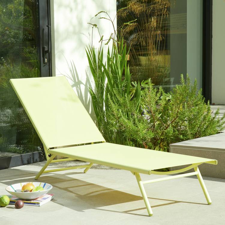 Habitat Cali Metal Sun Lounger -Yellow 0
