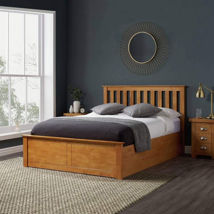 Birlea Phoenix Double Ottoman Bed with Mattress - Oak 0