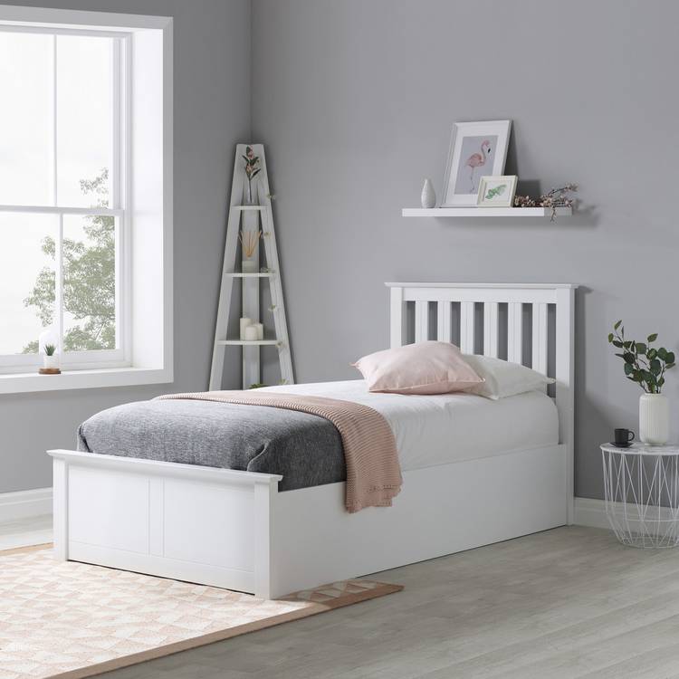 Birlea Phoenix Single Ottoman Bed with Mattress - White 0