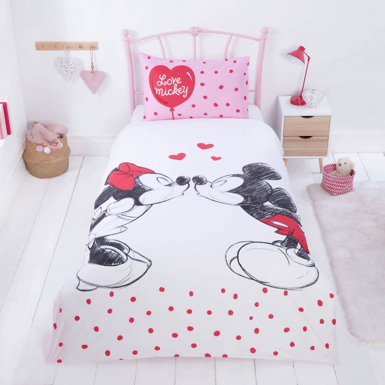 Disney Cotton Mickey & Minnie Kids Bedding Set - Single 0