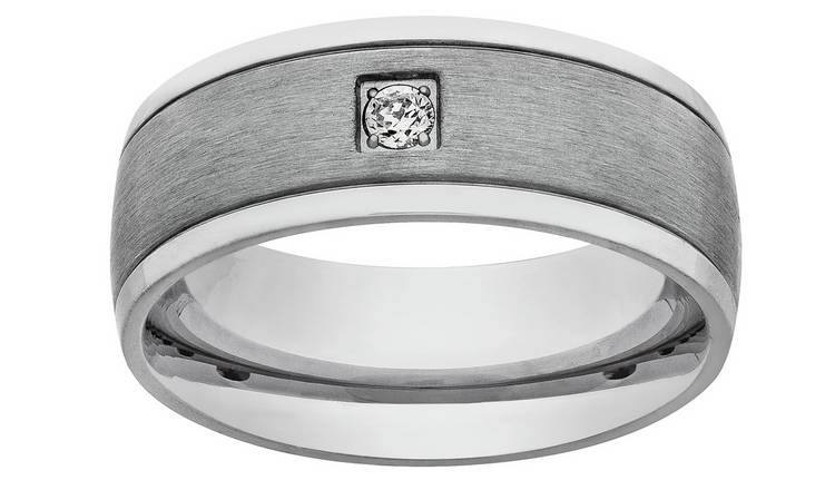 Revere Mens Stainless Steel Matt and Polished  Ring - X