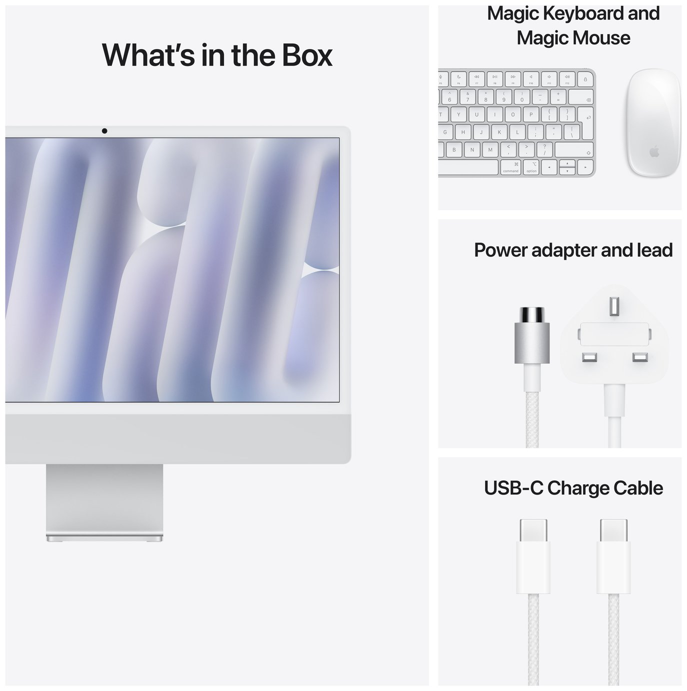 Buy Apple iMac 2024 24in M4 8 Core 16GB 256GB - Silver | iMacs | Argos