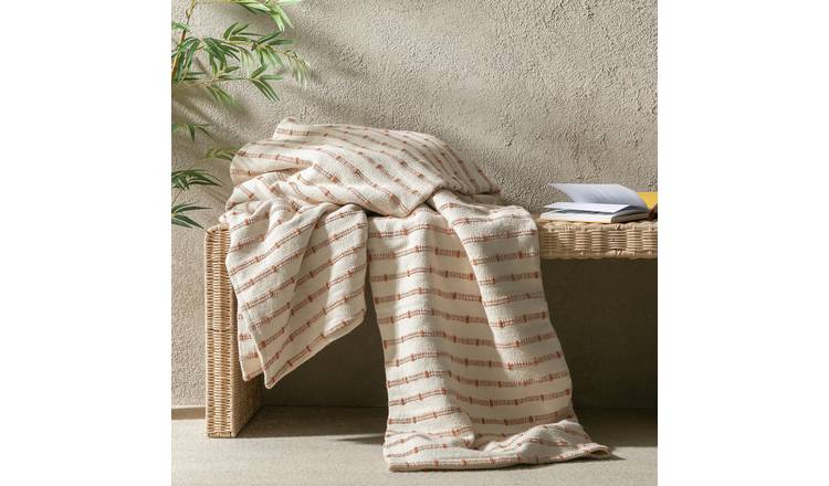 Habitat Global Throw - Neutral & Rust - 200x220cm