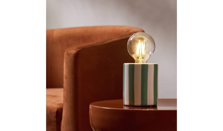 Habitat Ceramic Stripe Bulb Holder - Green