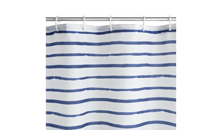 Argos Home Striped Shower Curtain - Navy