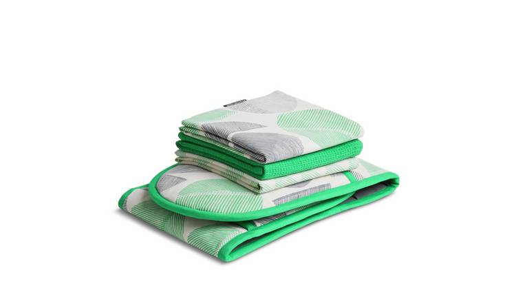 Habitat Linear Circles Cotton Textile Set - Green