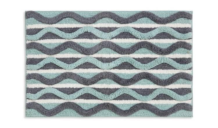 Habitat Retro Wave Geo Bath Mat - Blue