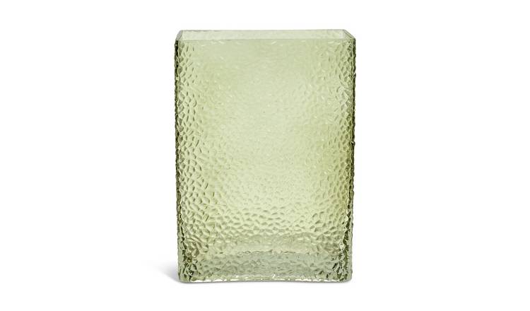 Habitat Hammered Rectangular Glass Vase - Green