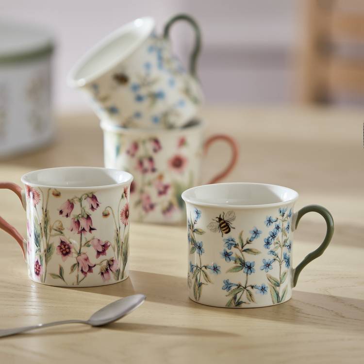 Argos Home Floral Set of 4 Palace Assort Mugs - Cream 0