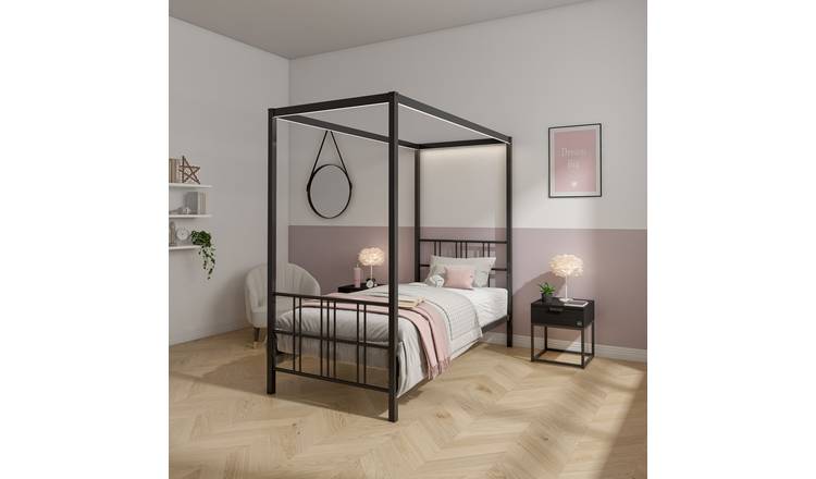 XR Living Fern 4 Poster Single Bed Frame - Black