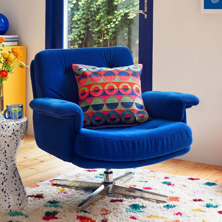 Habitat Dawson Fabric Swivel Chair - Blue 0