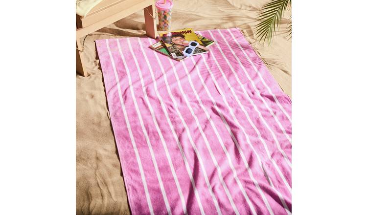 Habitat Pink Skinny Stripe Beach Towel 