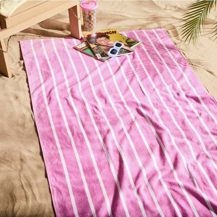 Habitat Pink Skinny Stripe Beach Towel  0