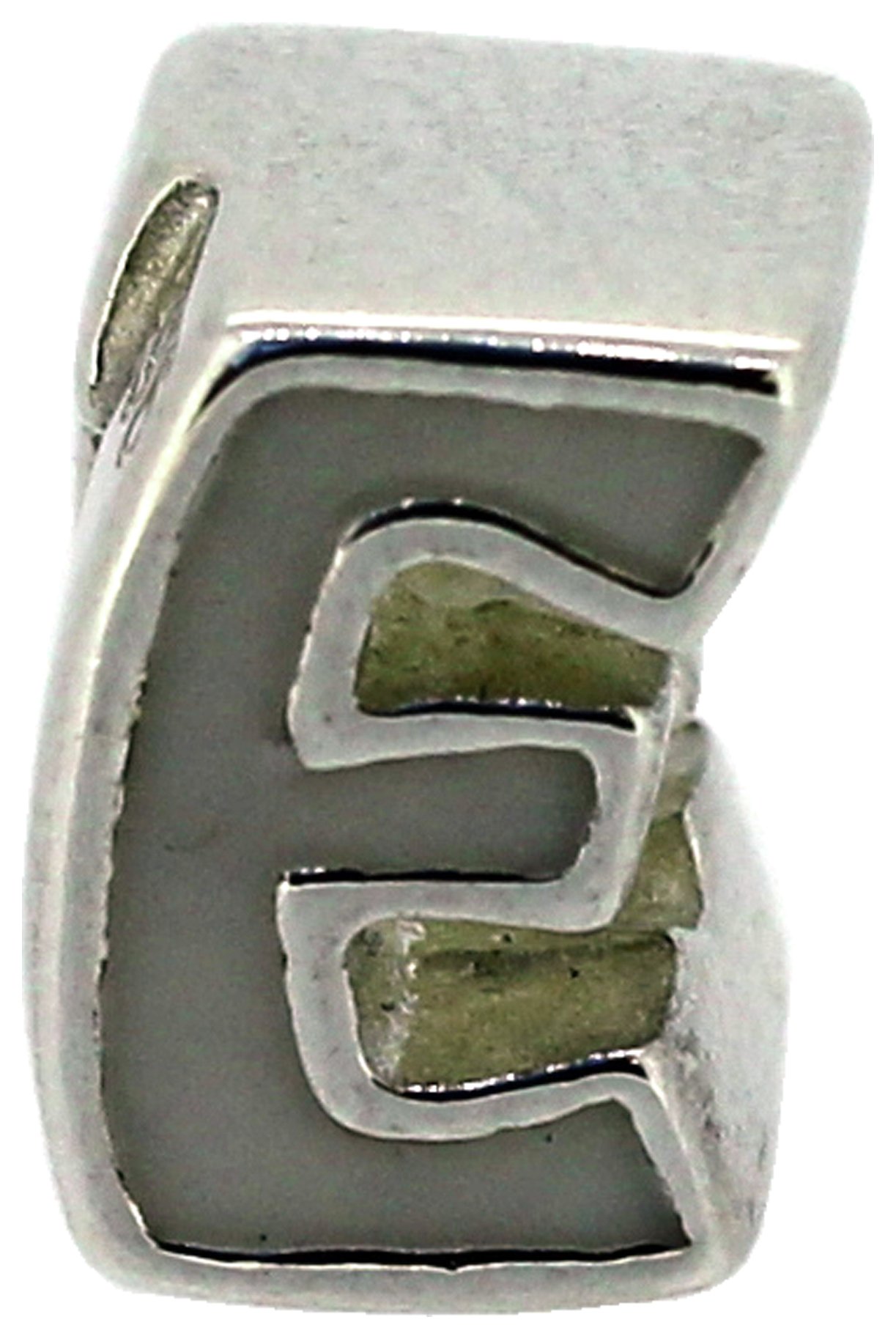 Miss Glitter Sterling Silver Kids Enamel Letter Charm - E.