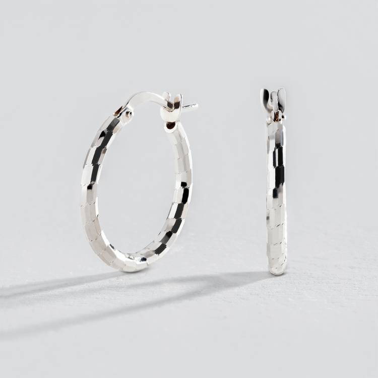 Buy Revere Italian Sterling Silver Diamond Cut Hoop Earrings