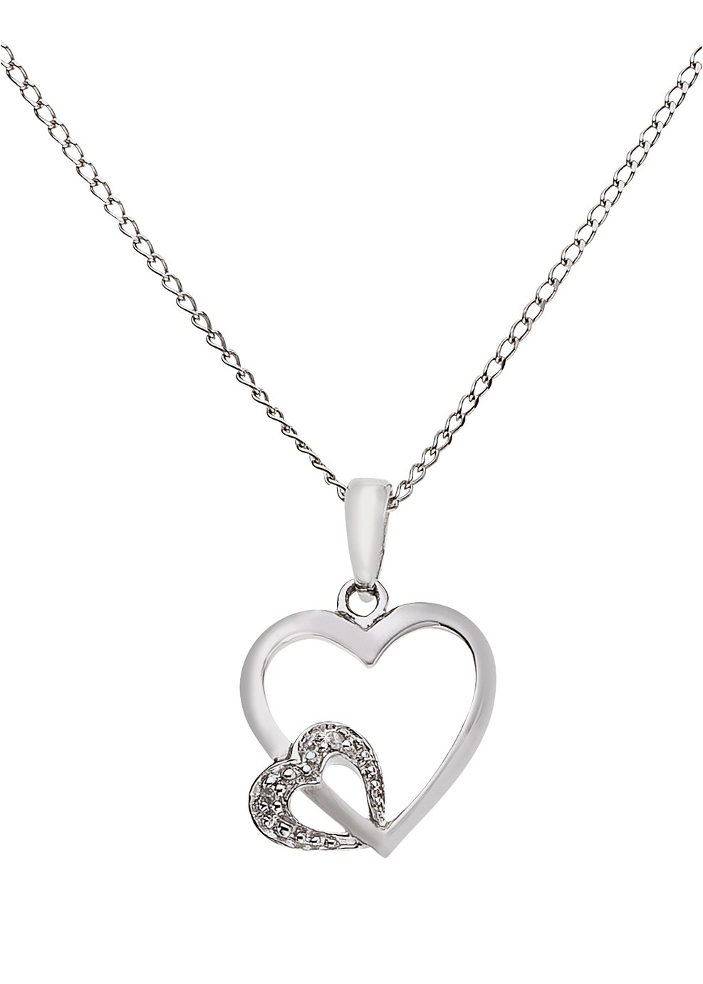 Revere Sterling Silver Diamond Accent Double Heart Pendant