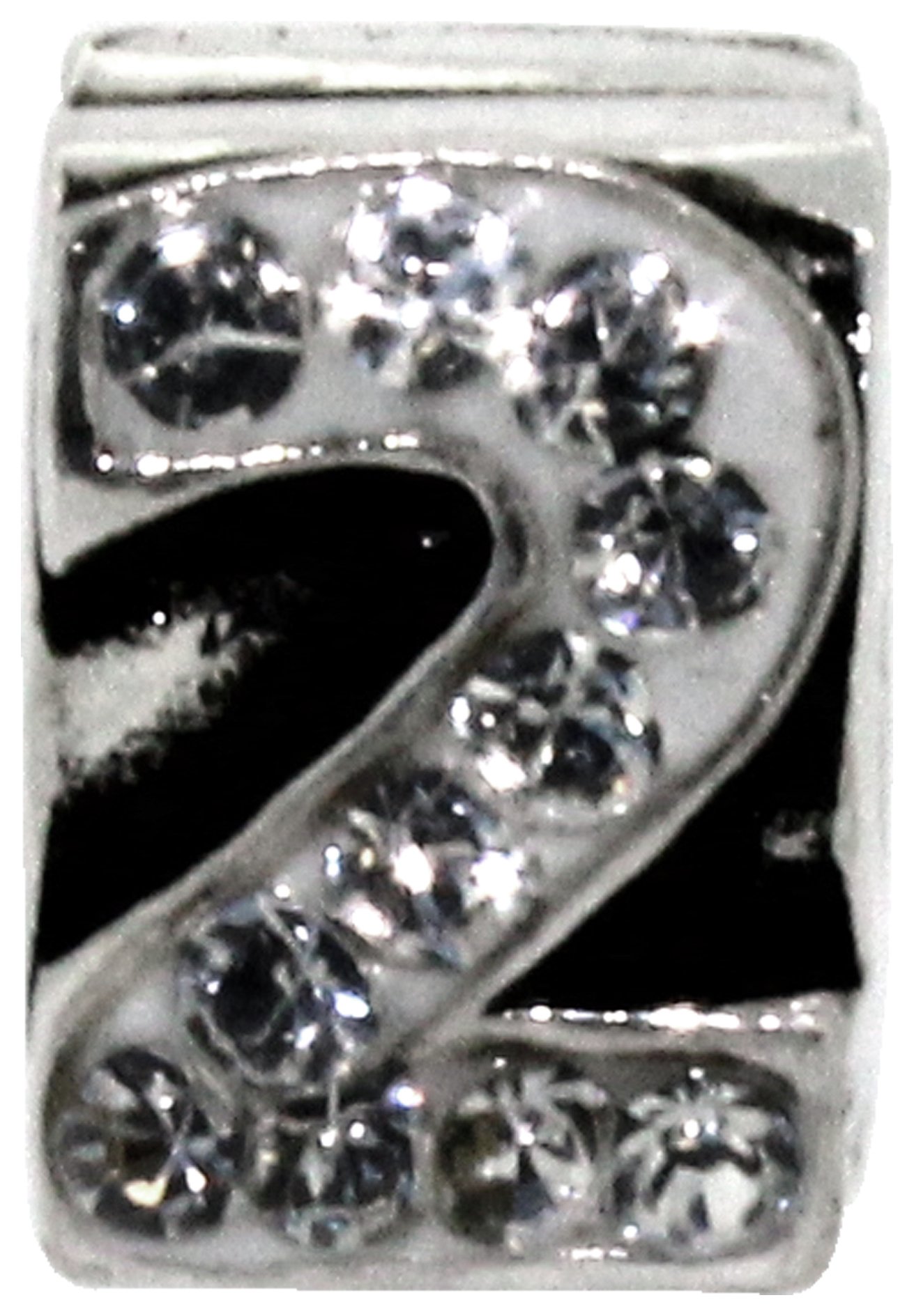 Miss Glitter Sterling Silver Kids Stone Set Number Charm - 2