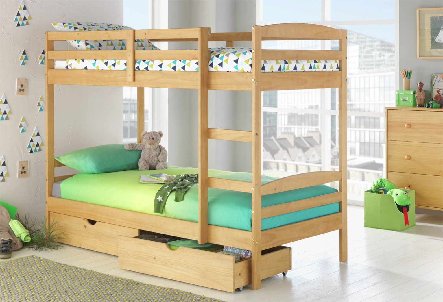 Argos Home Josie Pine Bunk Bed with Drawers & 2 Mattresses