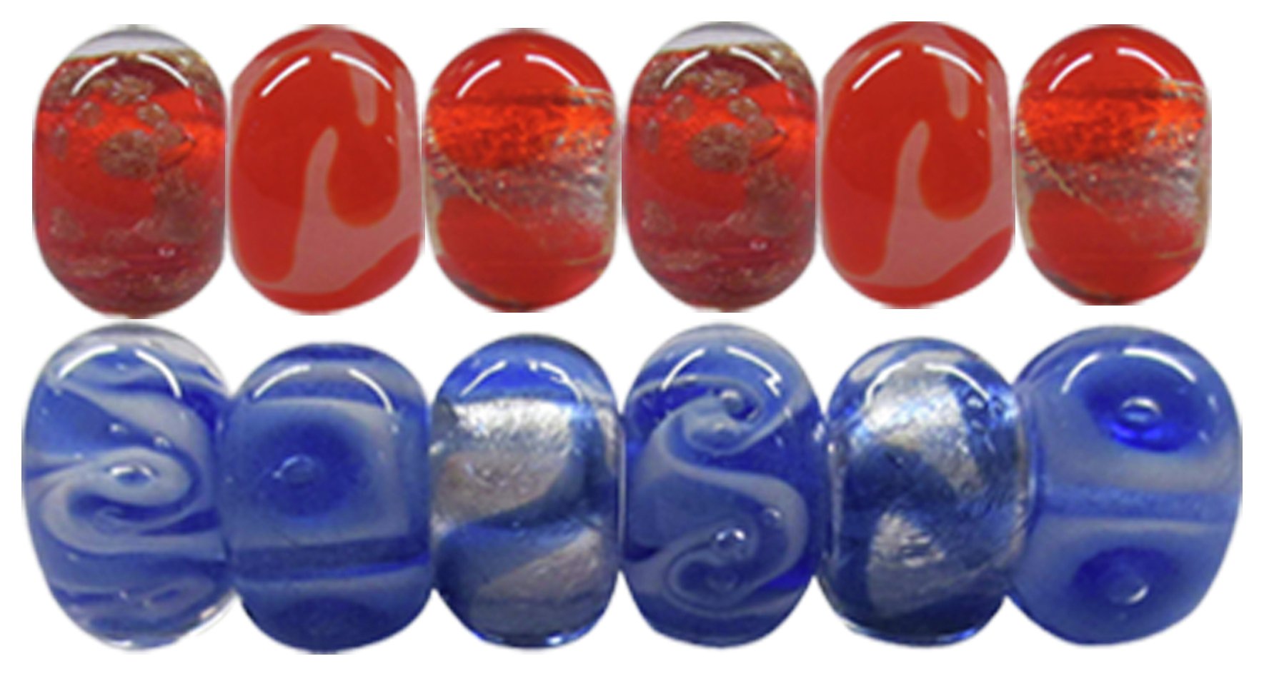 Kids Red and Blue Bead Assortment - Set of 12.
