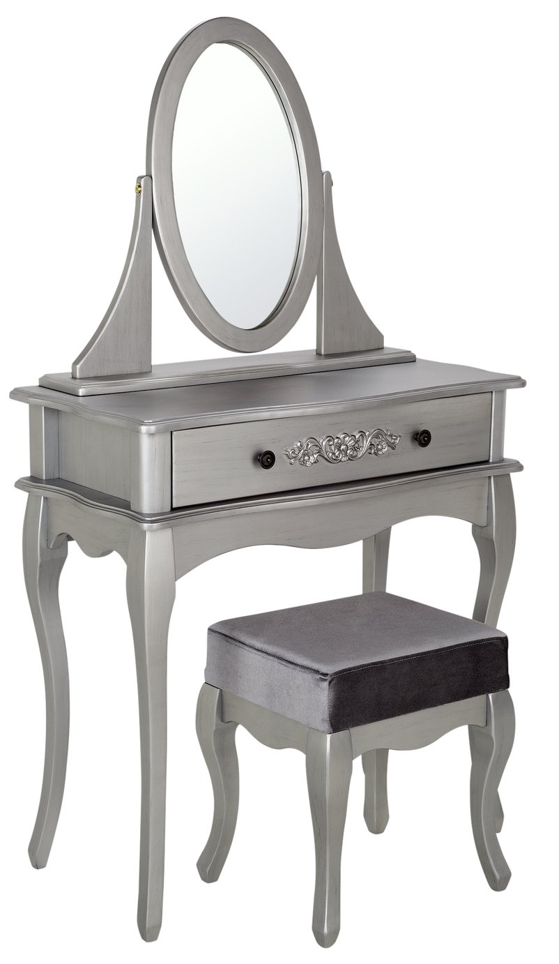 Argos Home Sophia Dressing Table, Stool & Mirror - Silver