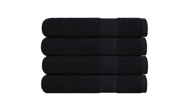 Walplus Pack of 4 Cotton Sauna Towels - Black - 80 x 200 cm